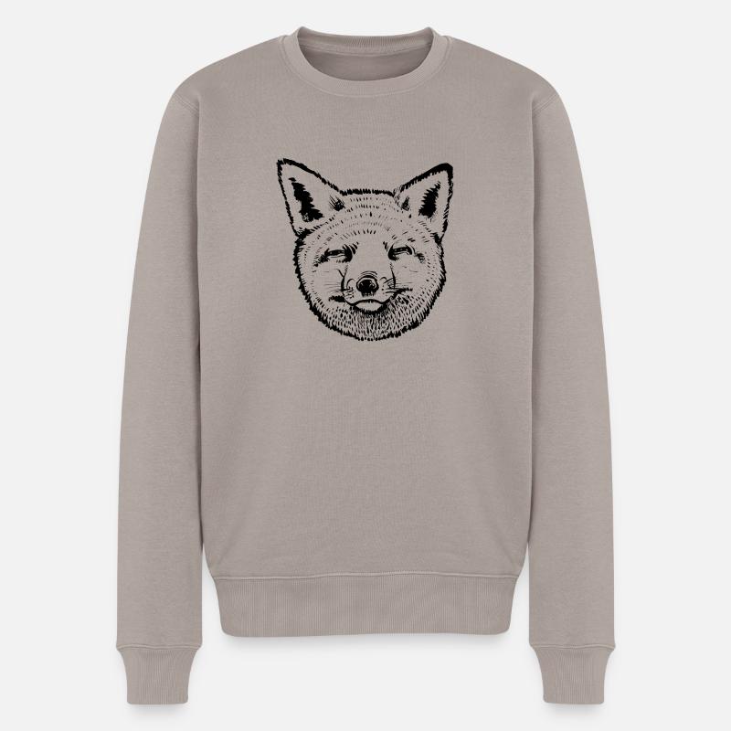 Fox Kopf - Männer Premium Bio Pullover - Taupe