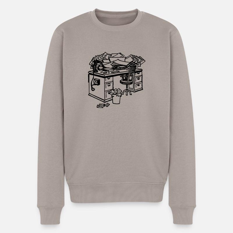 Schreibtisch - Männer Premium Bio Pullover - Taupe