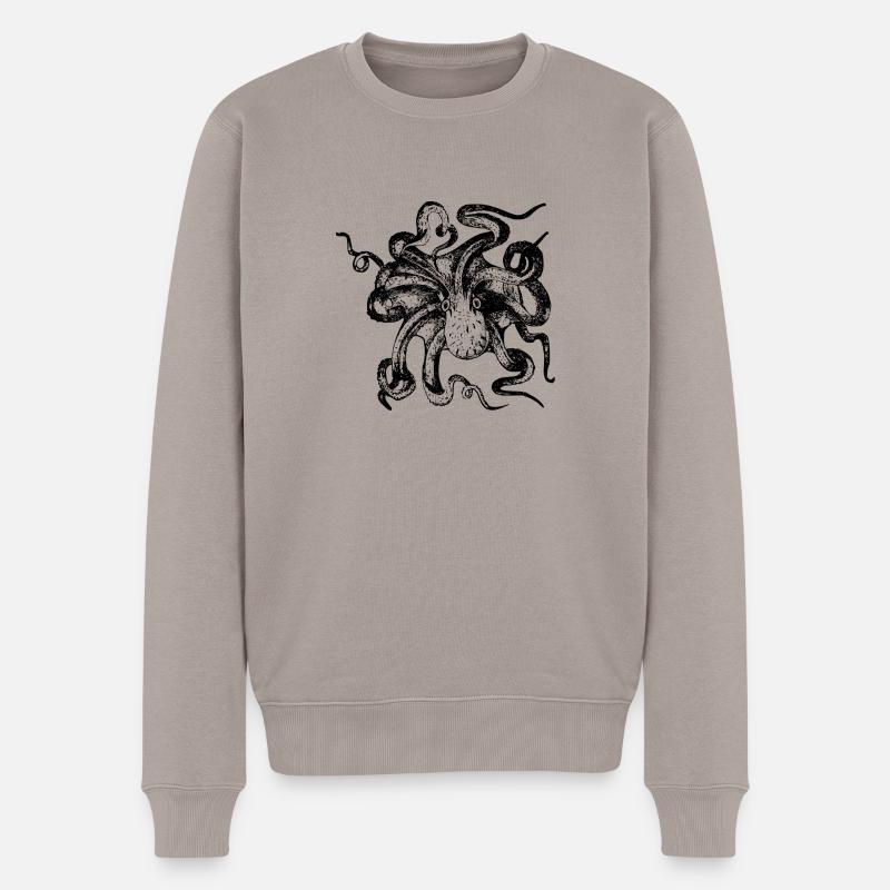 Oktopus - Männer Premium Bio Pullover - Taupe
