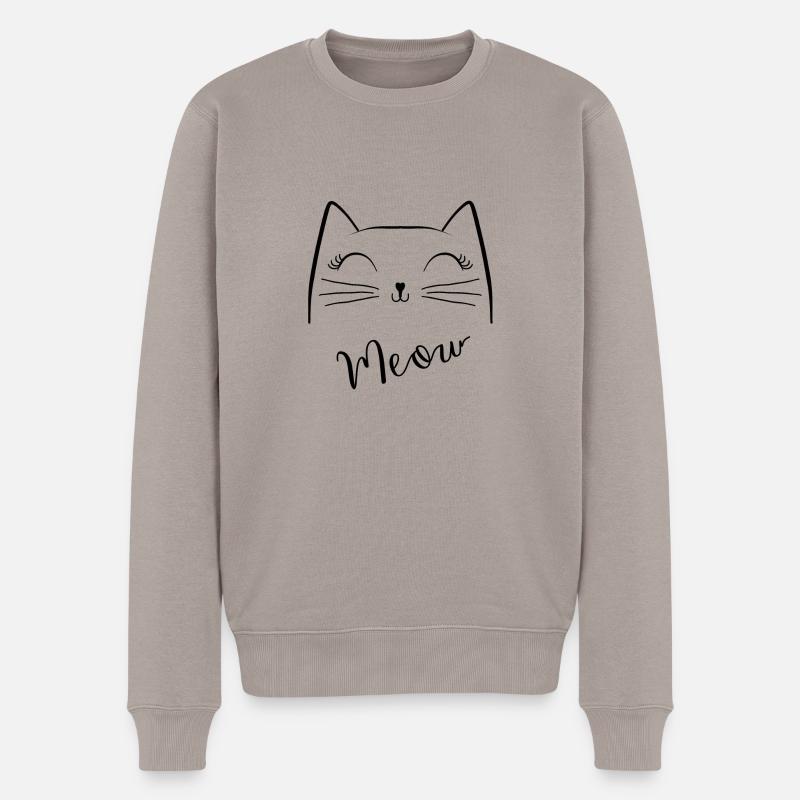 Cat - Männer Premium Bio Pullover - Taupe