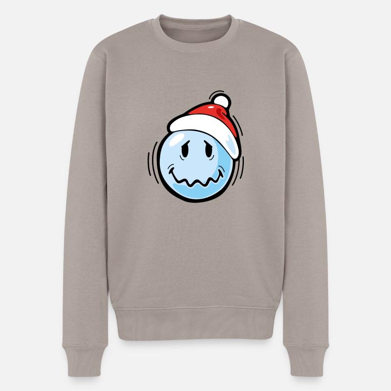 Smiley Winter Freezing - Männer Premium Bio Pullover - Taupe