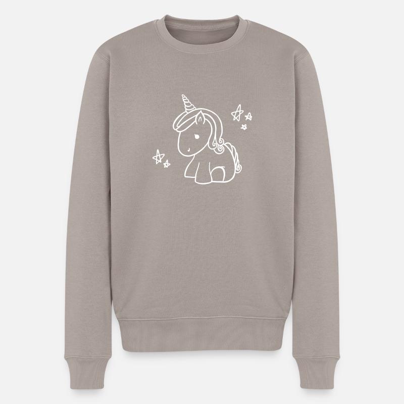 Einhorn - Männer Premium Bio Pullover - Taupe