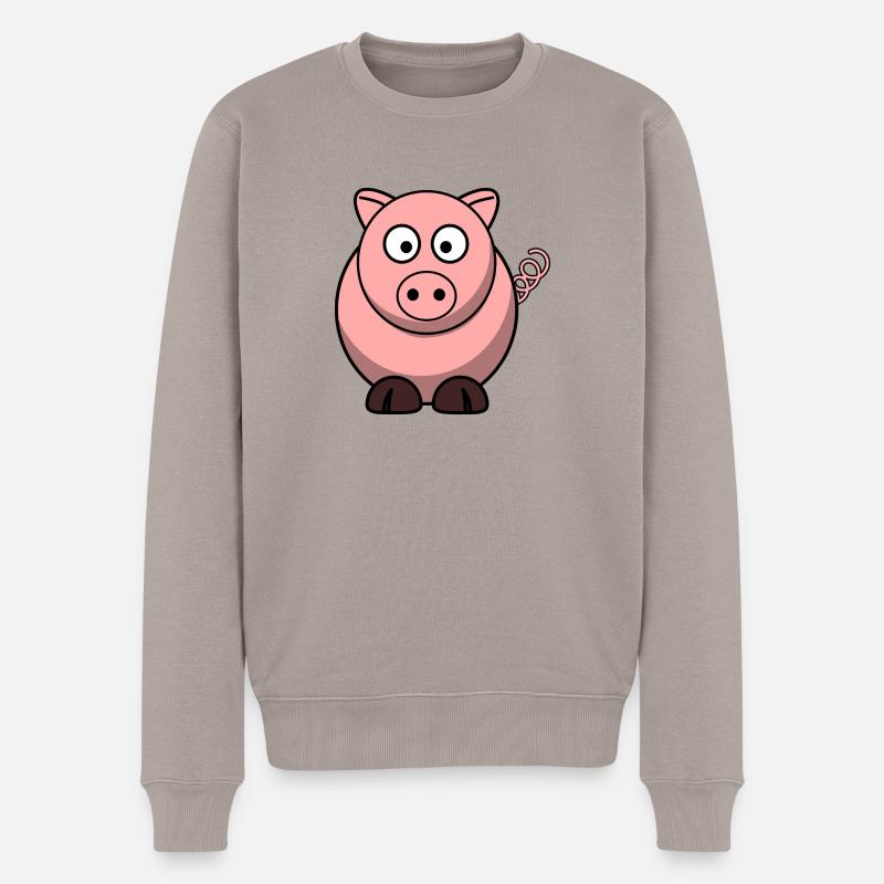 Schweinchen - Männer Premium Bio Pullover - Taupe