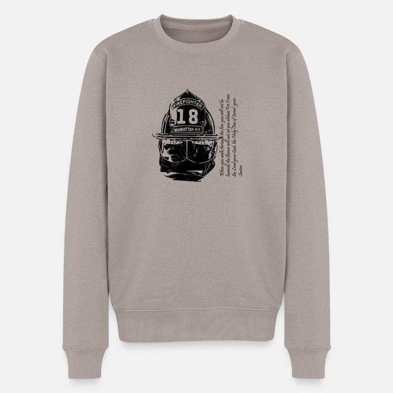 Firefighter usa - Männer Premium Bio Pullover - Taupe