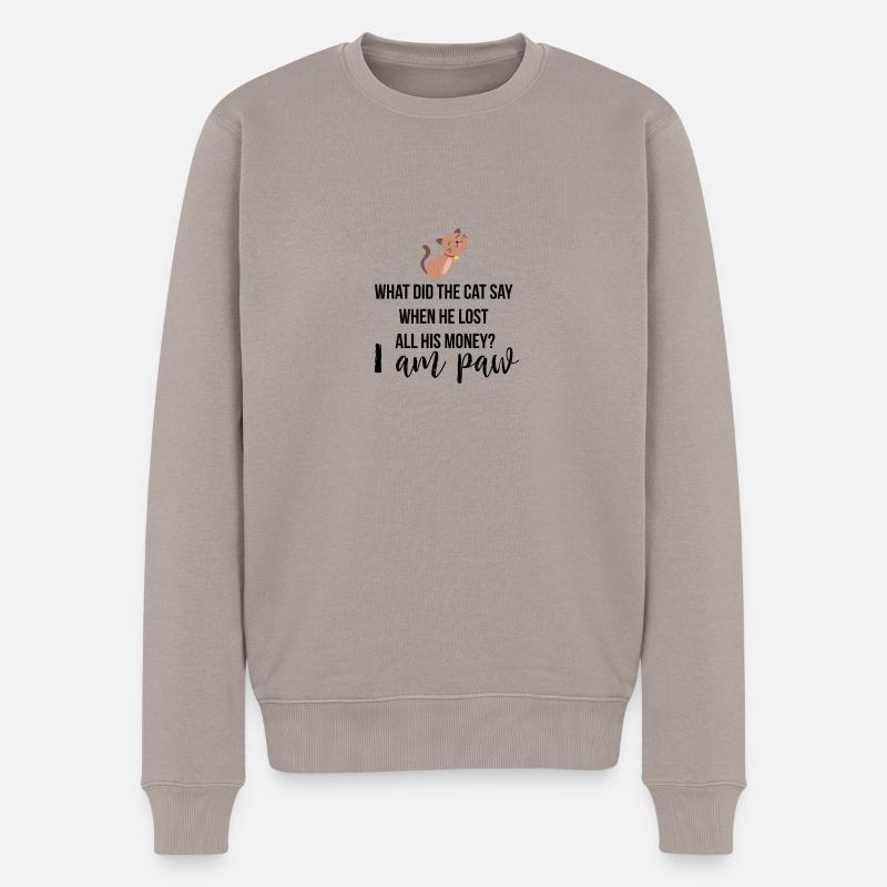 Qu'est-ce que le chat dit - Pull Premium bio Homme - taupe