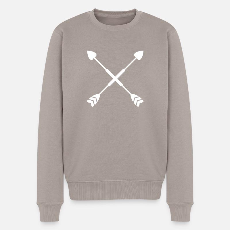 Herzen Dekoration - Männer Premium Bio Pullover - Taupe