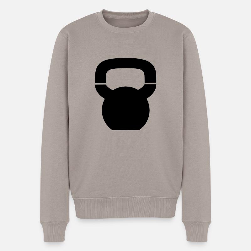 Kettlebell - Männer Premium Bio Pullover - Taupe