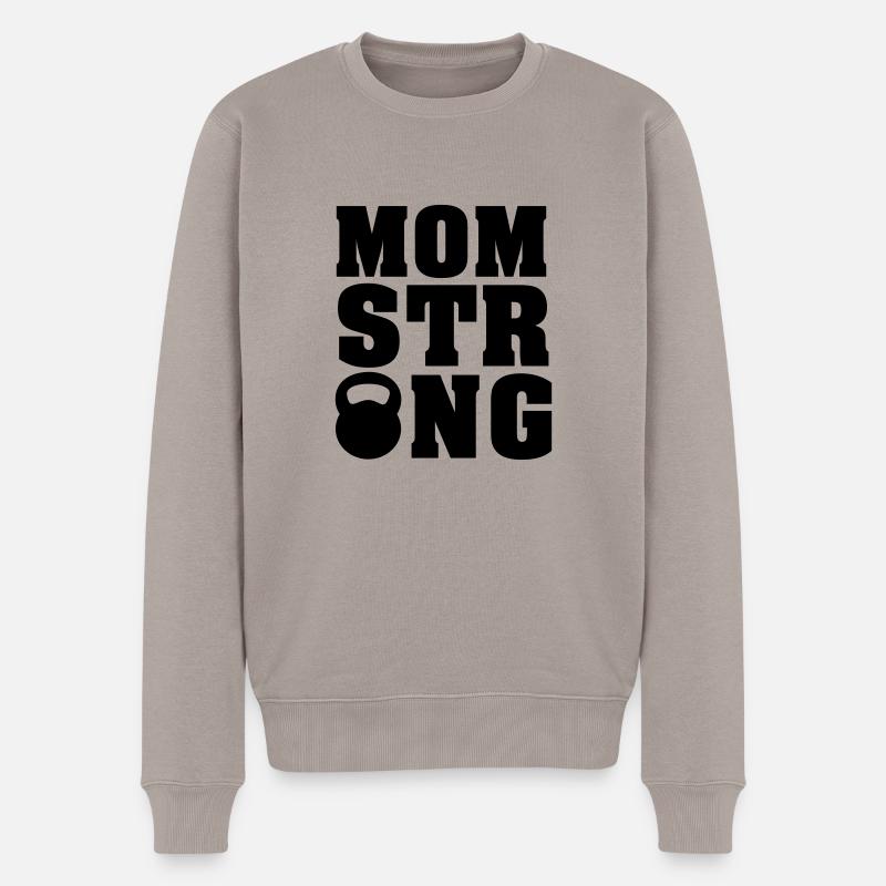 Mom Strong (Kettlebell) - Männer Premium Bio Pullover - Taupe