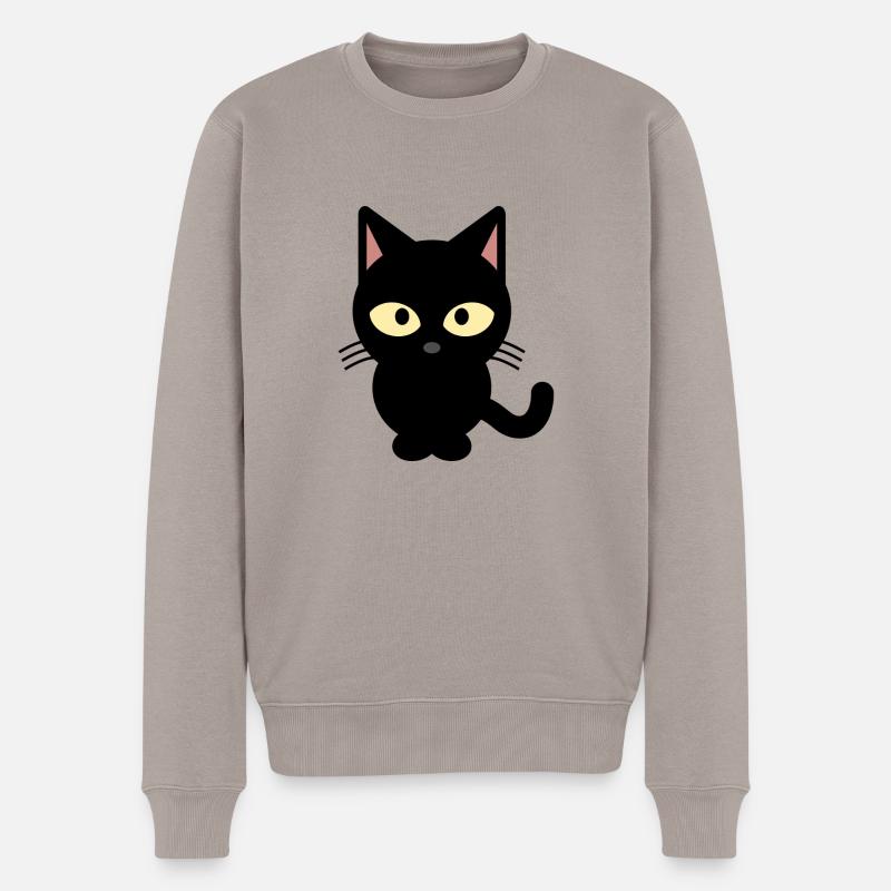 chat noir - Pull Premium bio Homme - taupe