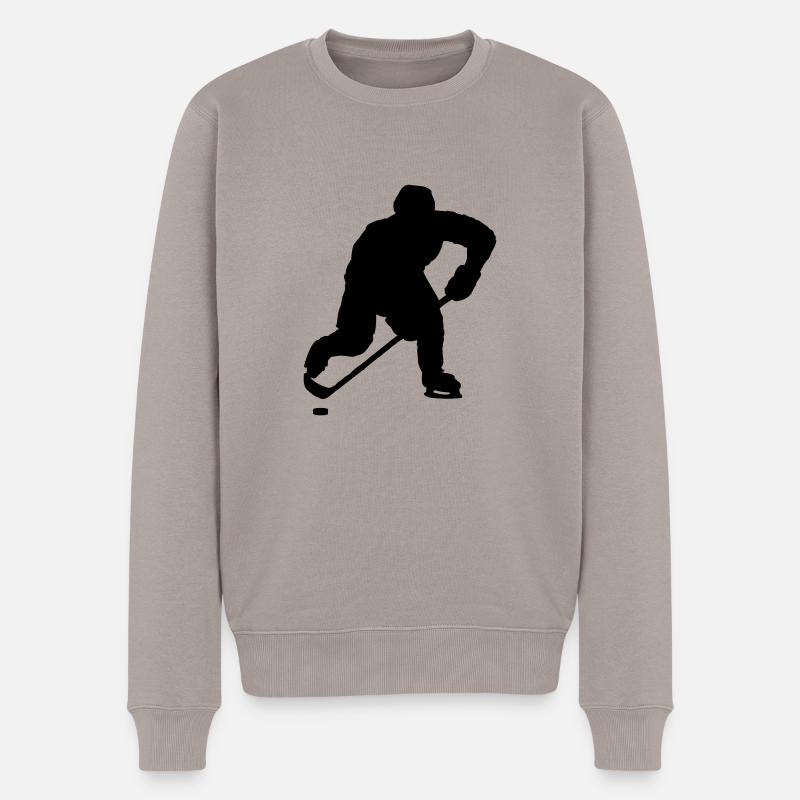 Ice Hockey Silhouette - Männer Premium Bio Pullover - Taupe