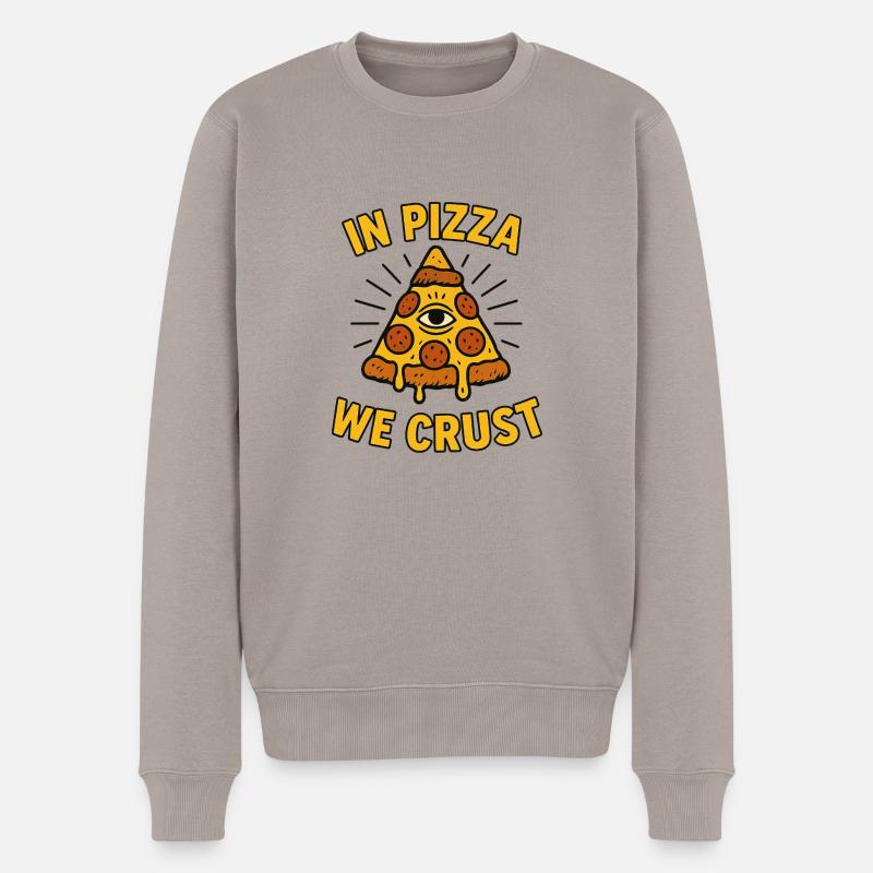 Dans la pizza on croûte - Pull Premium bio Homme - taupe