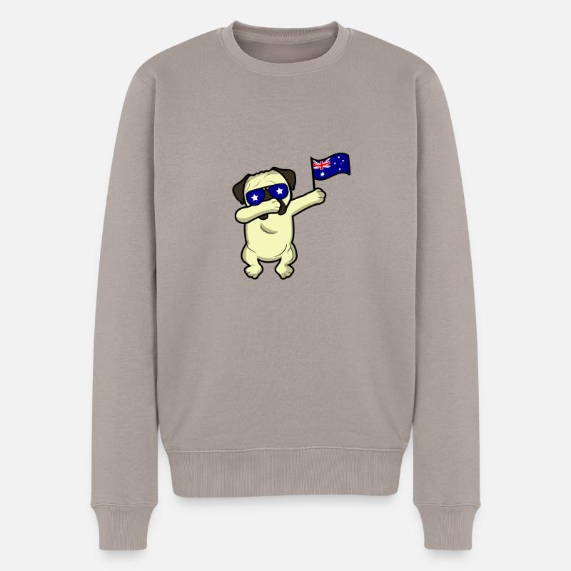 Australien Dabbing Hund Mops Geschenk Weltmeister - Männer Premium Bio Pullover - Taupe