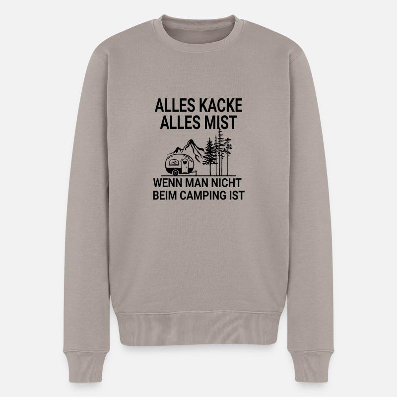 Lustiger Campen Camping Spruch - Männer Premium Bio Pullover - Taupe