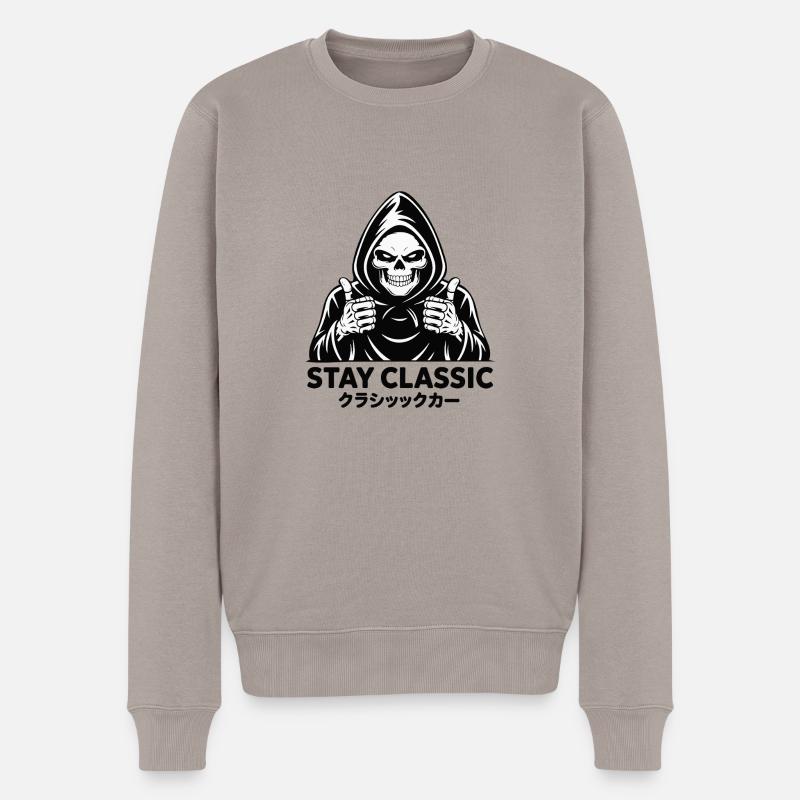 SKULL STAY CLASSIC - Männer Premium Bio Pullover - Taupe