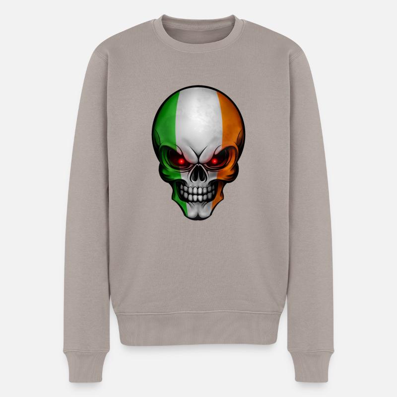 Crâne conceptions rondes Irlande - Pull Premium bio Homme - taupe
