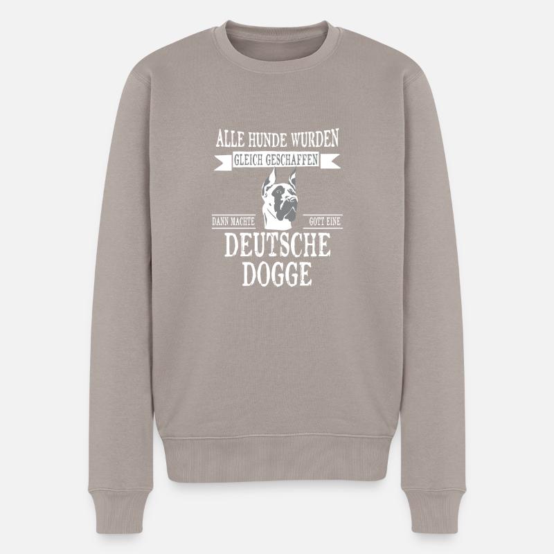 Alle Hunde Deutsche Dogge - Männer Premium Bio Pullover - Taupe