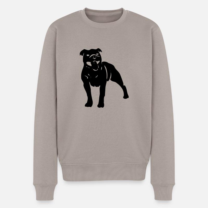 staffbull hund - Männer Premium Bio Pullover - Taupe