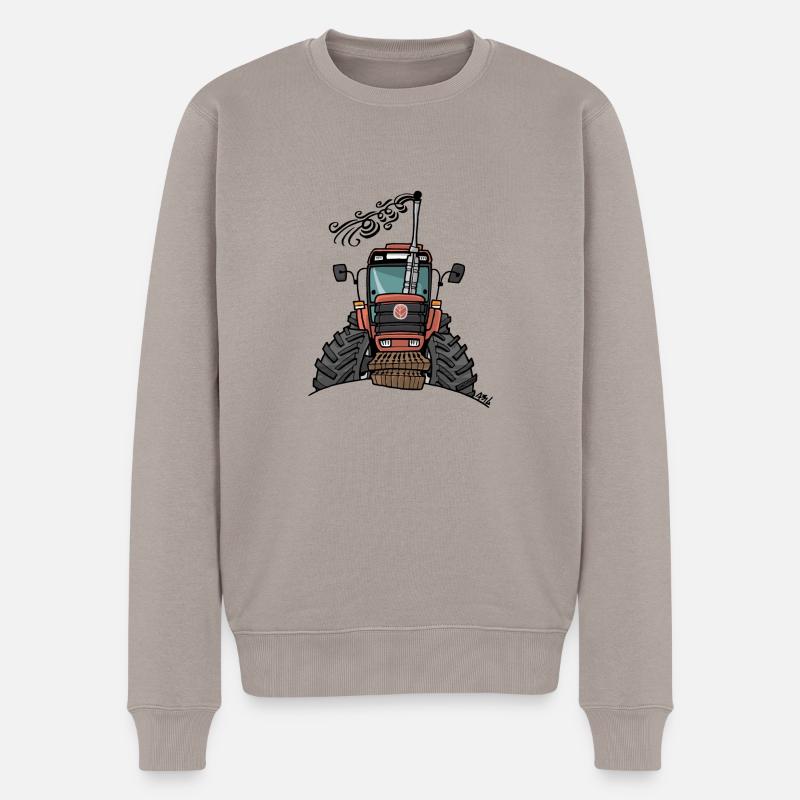 0436 brun / orange, tracteur - Pull Premium bio Homme - taupe