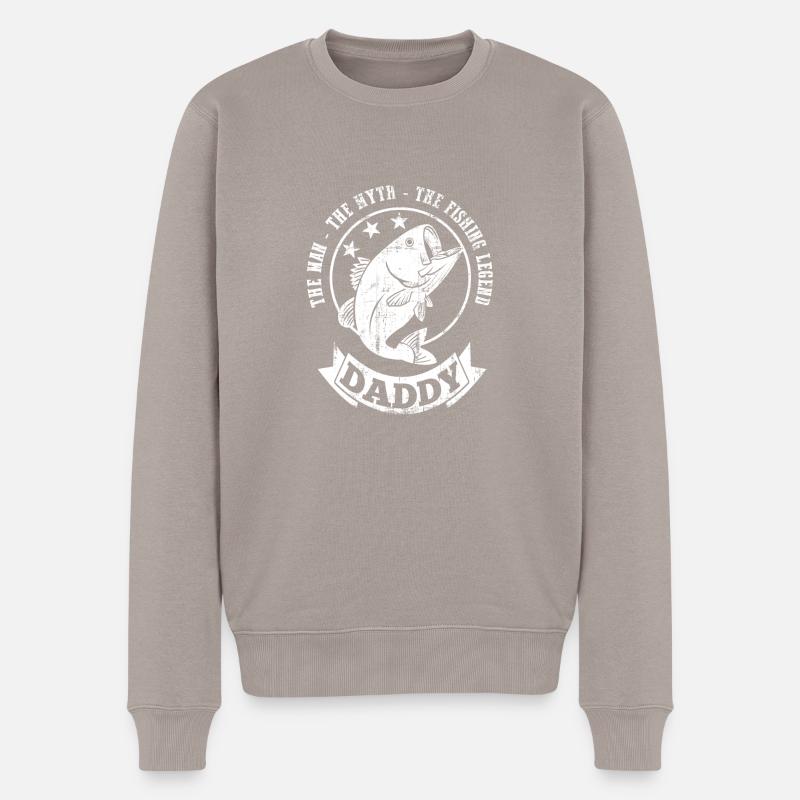daddy the fishing legend - Männer Premium Bio Pullover - Taupe