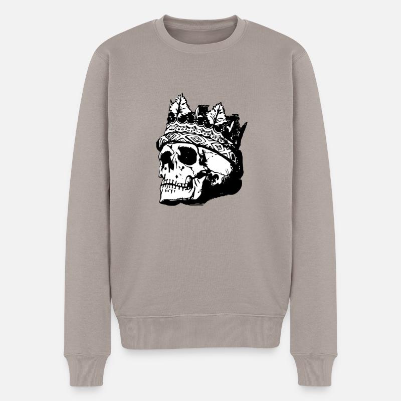 Totenkopf - Männer Premium Bio Pullover - Taupe