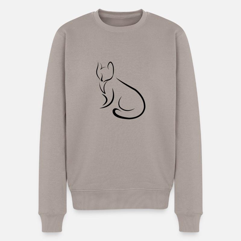 katze - Männer Premium Bio Pullover - Taupe