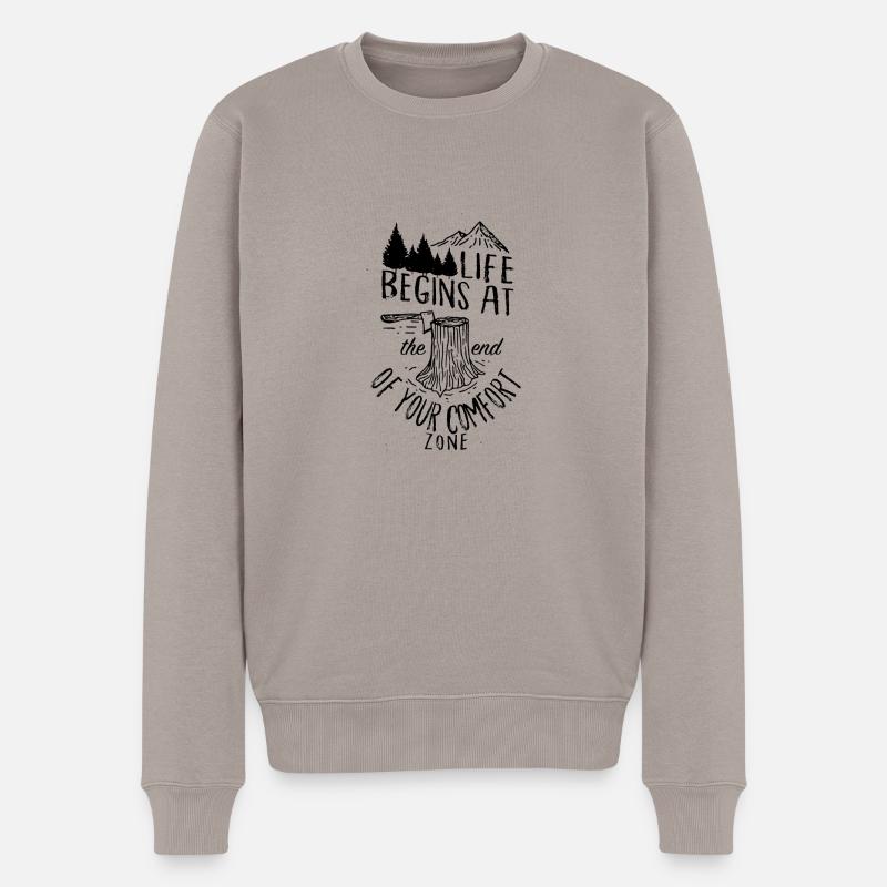 Leben beginnt am Ende der Komfortzone - Männer Premium Bio Pullover - Taupe