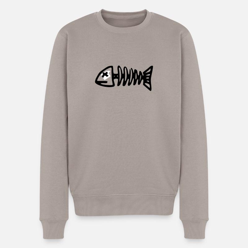 fish skeleton - Männer Premium Bio Pullover - Taupe