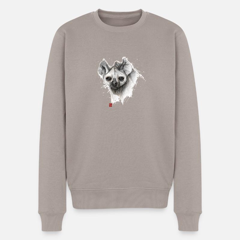 Sketchy Hyene - Männer Premium Bio Pullover - Taupe