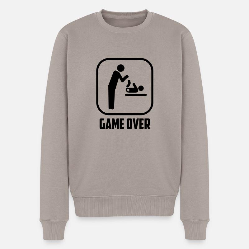 game over - Männer Premium Bio Pullover - Taupe