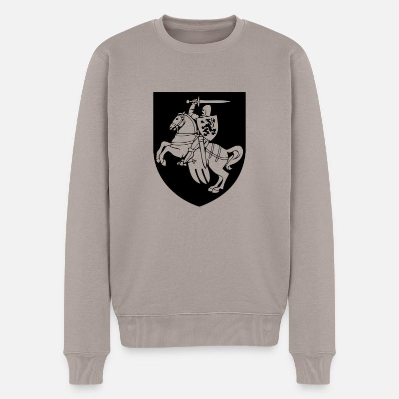 Ritter mit Schild - Wappen - Pull Premium bio Homme - taupe