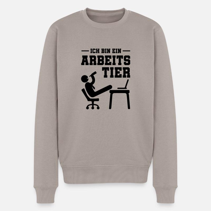 ich bin ein arbeitstier - Männer Premium Bio Pullover - Taupe