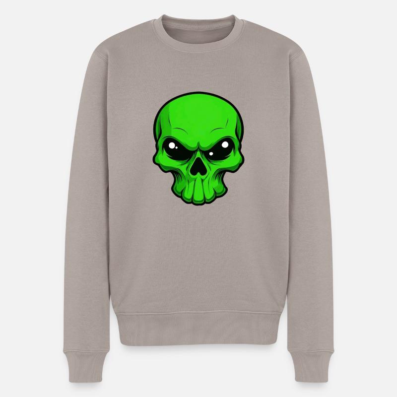 Alien Skull - Männer Premium Bio Pullover - Taupe