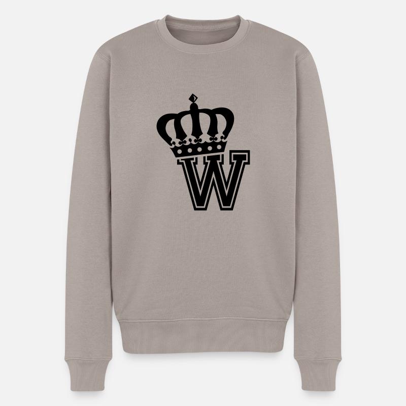 Buchstabe W - Männer Premium Bio Pullover - Taupe