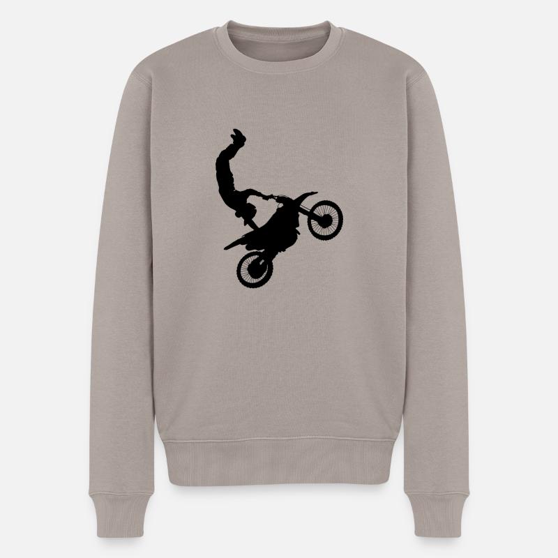 Motocross-Stuntfahrer - Männer Premium Bio Pullover - Taupe