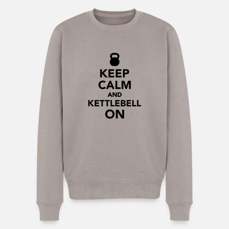Kettlebell - Männer Premium Bio Pullover - Taupe