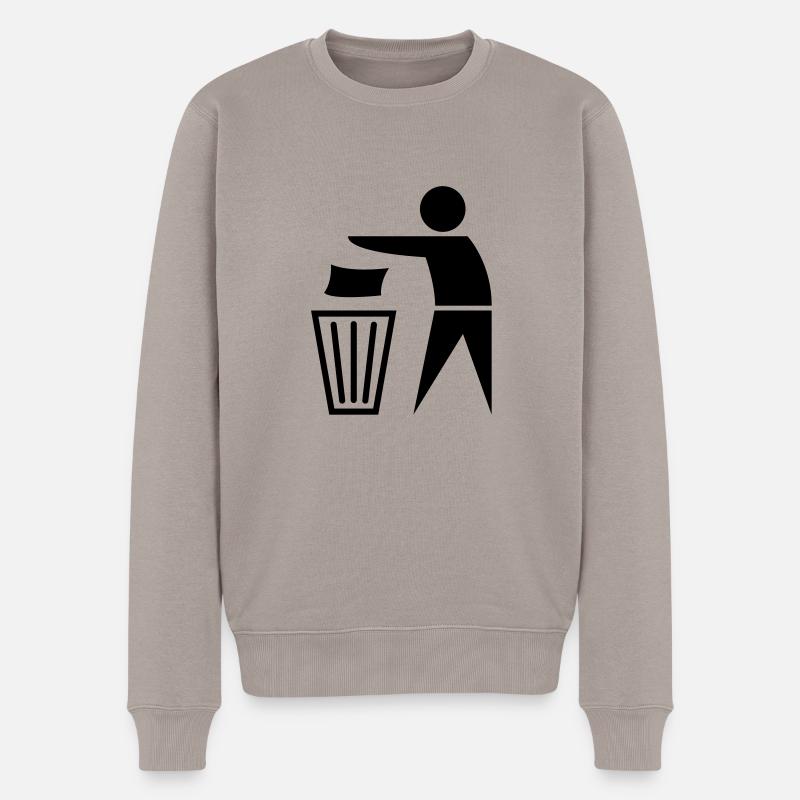 garbage_can - Männer Premium Bio Pullover - Taupe