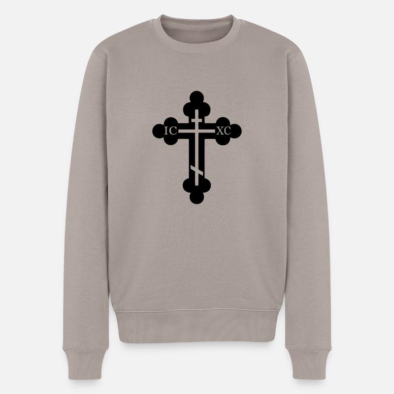 orthodoxes Symbol der Kreuzreligion - Männer Premium Bio Pullover - Taupe