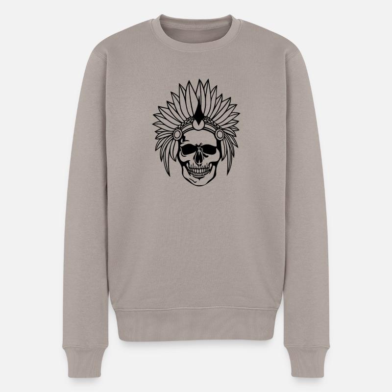 Illustration Schädel - Männer Premium Bio Pullover - Taupe
