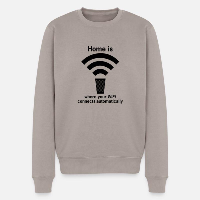 WLAN-Zone Bembel Home - Männer Premium Bio Pullover - Taupe