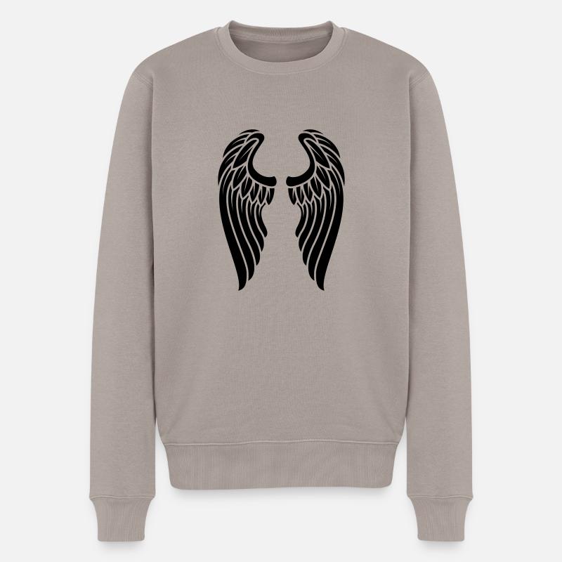 Engel Flügel Logo - Männer Premium Bio Pullover - Taupe