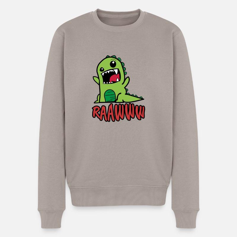 Baby T-Rex Dinosaurier - Männer Premium Bio Pullover - Taupe