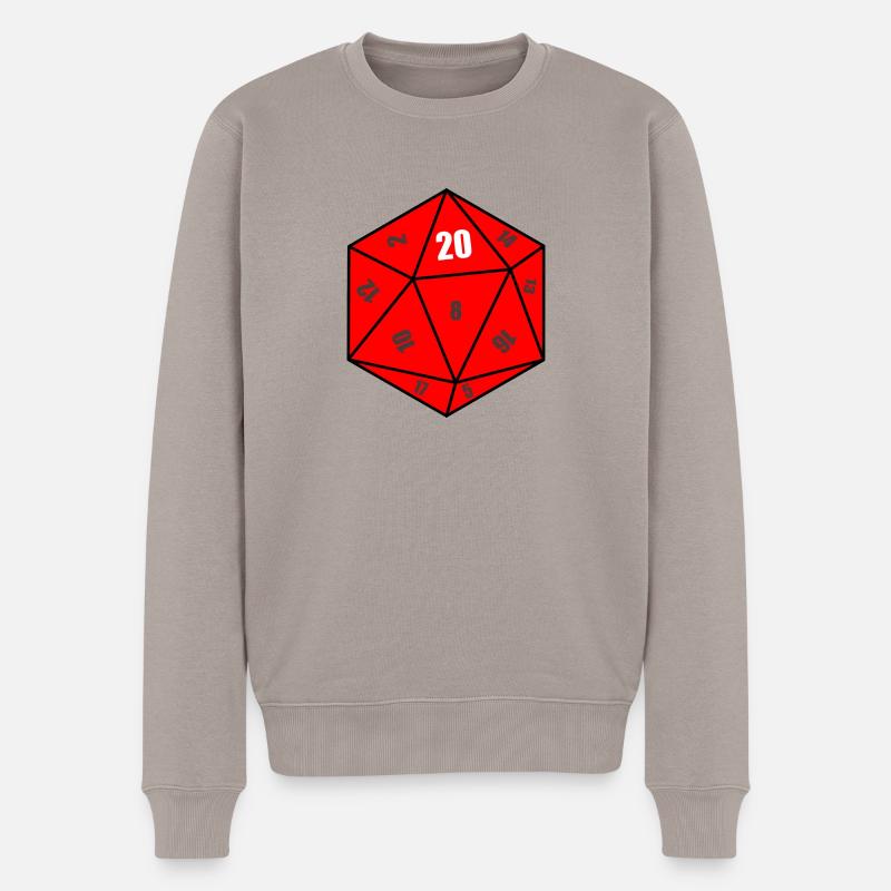 D20 terning - Økologisk premium-sweatshirt til mænd - gråbrun