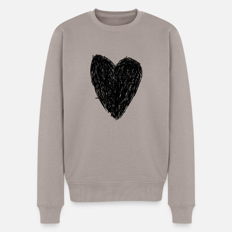 schwarzes Herz - Männer Premium Bio Pullover - Taupe