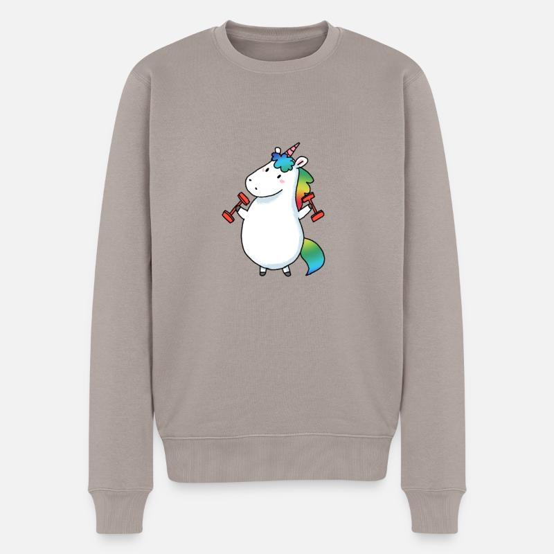 Dickes Einhorn Shirt - Männer Premium Bio Pullover - Taupe