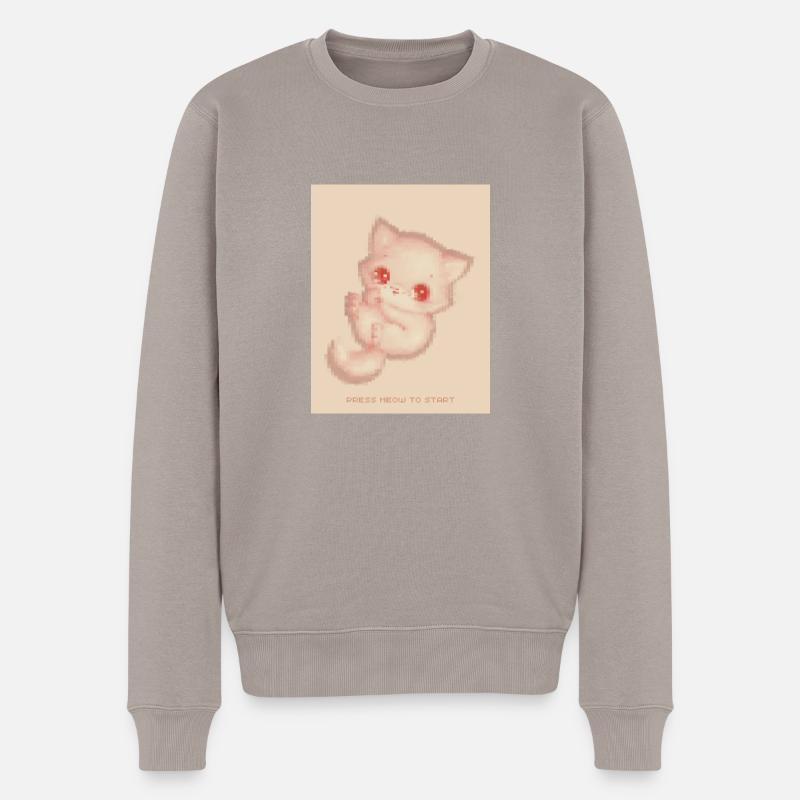 8bit Pixel chat mignon - Pull Premium bio Homme - taupe