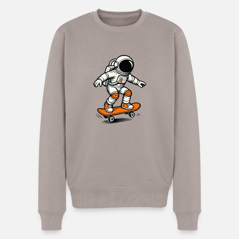 astronaut skateboard 1 - Männer Premium Bio Pullover - Taupe