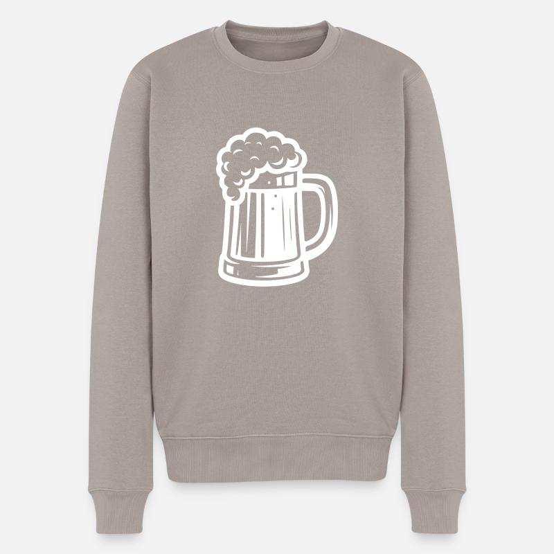 Bierglas Symbol Bier - Männer Premium Bio Pullover - Taupe