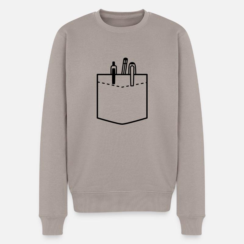 Stifte in Brusttasche - Männer Premium Bio Pullover - Taupe