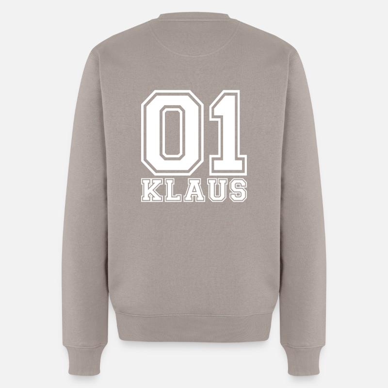 Klaus - Name - Männer Premium Bio Pullover - Taupe