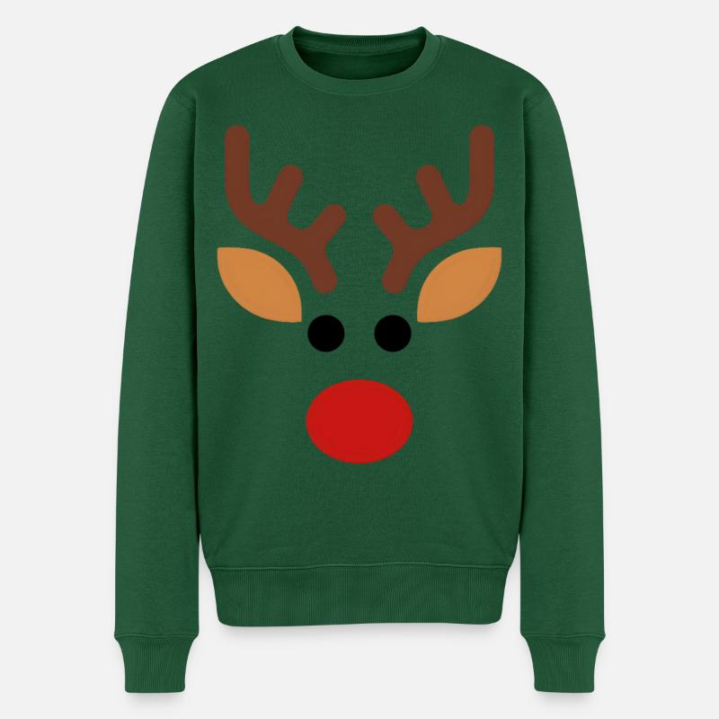 Minimalistische Rudolph-Rentiere - Männer Premium Bio Pullover - Flaschengrün